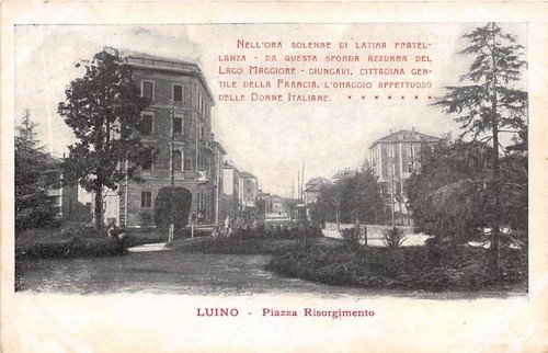 Cartolina - Postcard - Luino - Piazza Risorgimento - poesia …