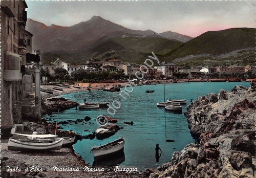 Cartolina - Postcard - Marciana Marina - Spiaggia - 1954