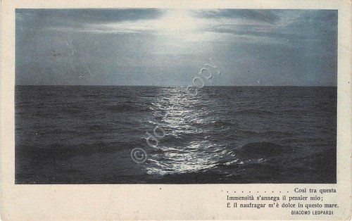 Cartolina - Postcard - Mare - Poesia Leopardi - anni …