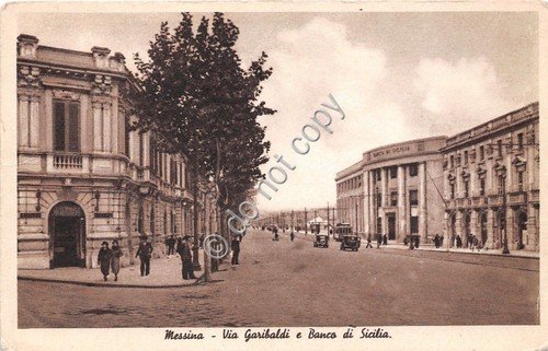 Cartolina - Postcard - Messina - Via Garibaldi - Banco … | Immagine principale