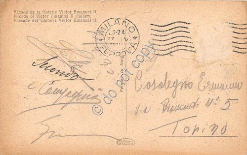 Cartolina - Postcard - Milano Galleria Vittorio Emanuele facciata animata …