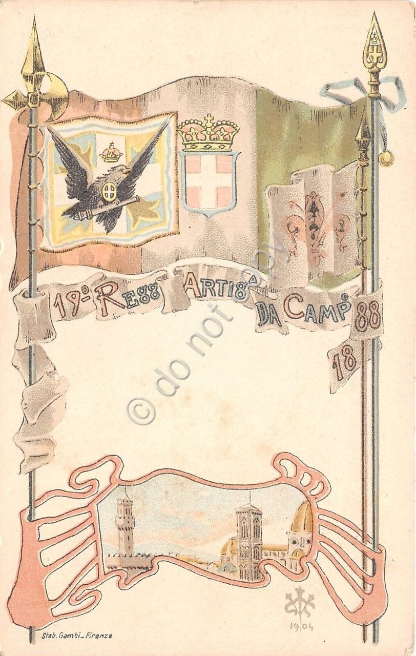 Cartolina - Postcard - Militaria - 19° Reggimento Artiglieria da …