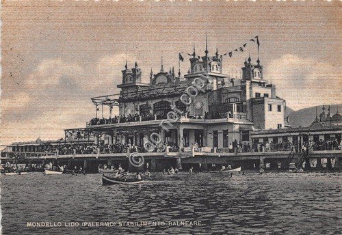 Cartolina - Postcard - Mondello Lido - Stabilimento balneare - …