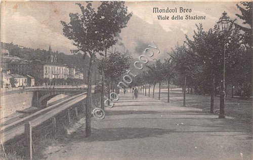 Cartolina - Postcard - Mondovì Breo Viale della Stazione animata …