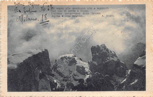 Cartolina - Postcard - Montagna - Poesia Ada Negri - …