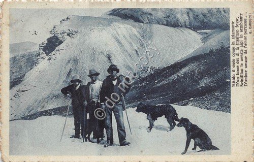 Cartolina - Postcard - Montagna montanari con cani poesia Carducci … | Immagine Gallery 1