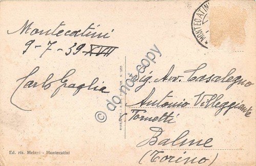 Cartolina - Postcard - Montecatini vedutine mescitrici animata 1939 VG | Immagine Gallery 2