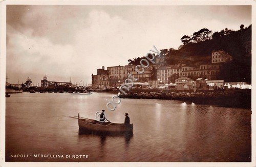 Cartolina - Postcard - Napoli - Mergellina di notte - … | Immagine principale