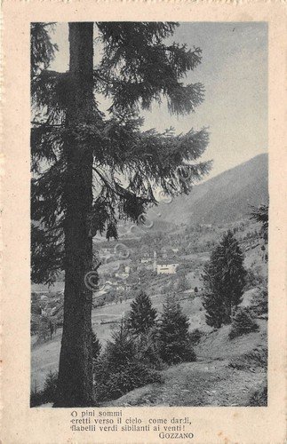 Cartolina - Postcard - Paesaggio con paese - Poesia Gozzano … | Immagine principale