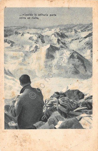 Cartolina - Postcard - Paesaggio montano con scalatore - poesia … | Immagine principale