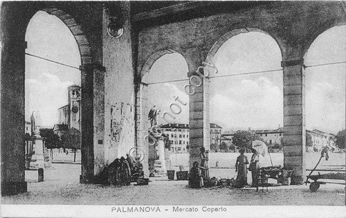Cartolina - Postcard - Palmanova - Mercato copeerto - anni …