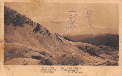 Cartolina - Postcard - Panorama di montagna - poesia D'Annunzio …