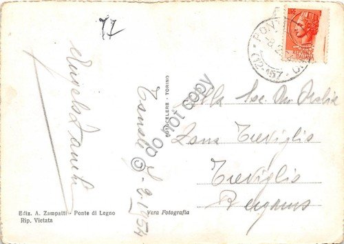 Cartolina - Postcard - Passo del Tonale Panorama 1954 (Lecco)