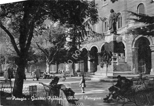 Cartolina - Postcard - Perugia - Giardin pubblici - animata …