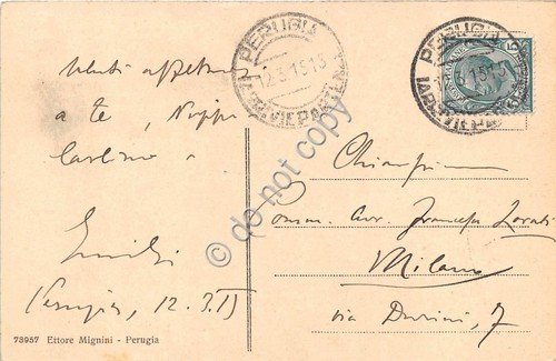 Cartolina - Postcard - Perugia Palazzo Comunale 1915