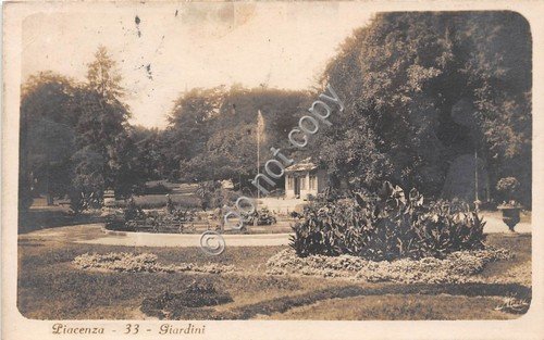 Cartolina - Postcard - Piacenza Giardini 1926 VG | Immagine principale