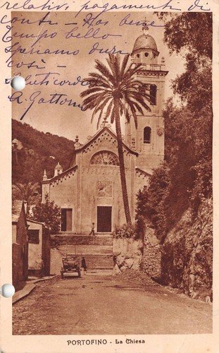 Cartolina - Postcard - Portofino - la Chiesa - carretto … | Immagine principale
