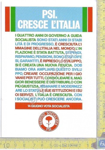 Cartolina - Postcard - Pubblicitaria - Partito Socialista - Cresce … | Immagine principale