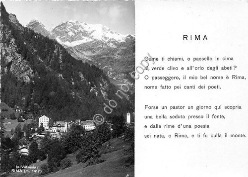 Cartolina - Postcard - Rima - con Poesia - 1957