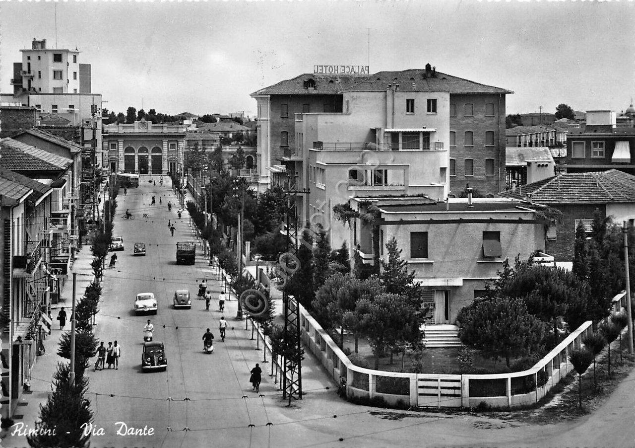 Cartolina - Postcard - Rimini - Via Dante - Auto …