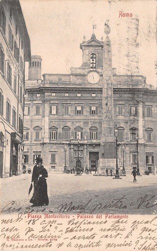 Cartolina - Postcard - Roma - Piazza Montecitorio - animata …