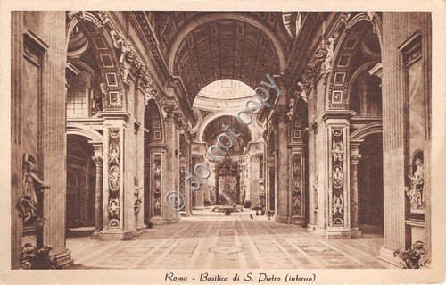 Cartolina - Postcard - Roma Basilica San Piero interno 1940 | Immagine principale