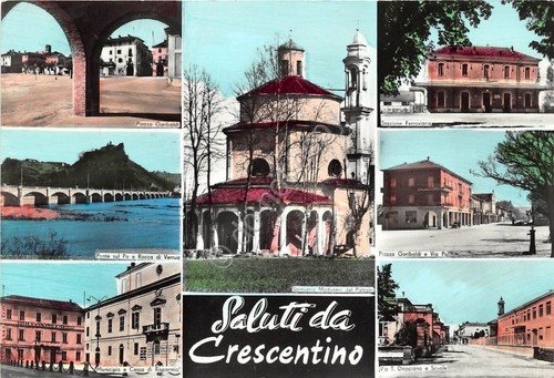 Cartolina - Postcard - Saluti da - Crescentino - Vedutine …