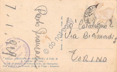 Cartolina - Postcard - San Teodulo Rifugio Principe di Piemonte …