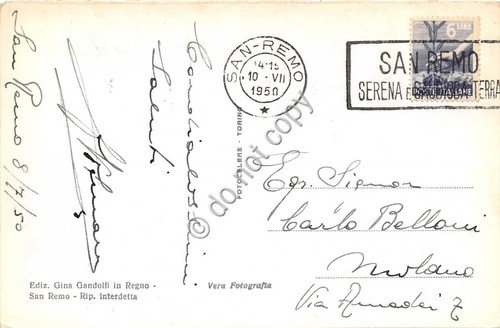 Cartolina - Postcard - Sanremo panorama notturno 1950 | Immagine Gallery 2