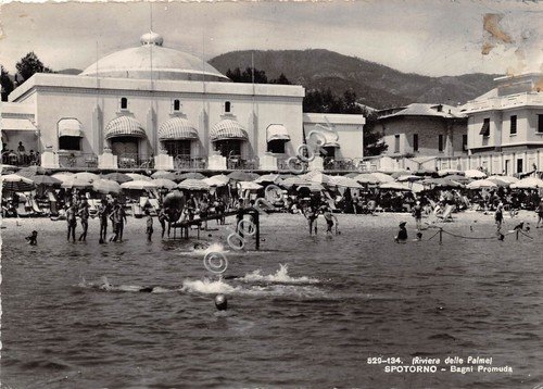 Cartolina - Postcard - Spotorno Bagni Premuda animata 1952 VG