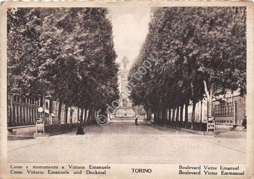 Cartolina - Postcard - Torino Corso Vittorio Emanuele Monumento animata …
