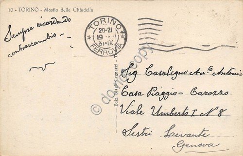 Cartolina - Postcard - Torino Mastio della Cittadella - 1931 …
