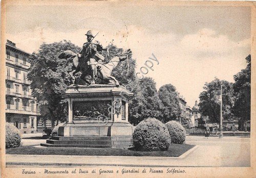 Cartolina - Postcard - Torino Monumento Duca di Genova Giardini …