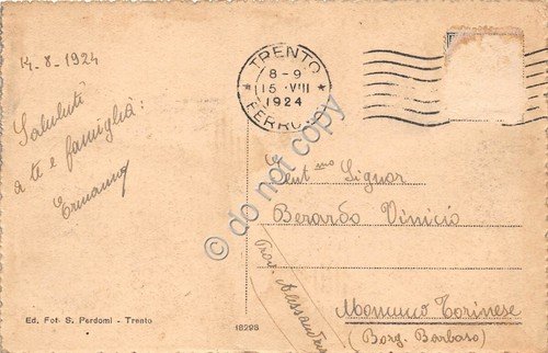 Cartolina - Postcard - Trento panorama 1924
