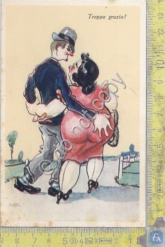 Cartolina - Postcard - Troppa grazia - caricatura di coppia | Immagine principale