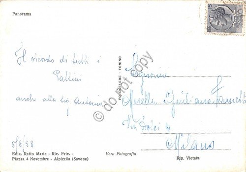 Cartolina - Postcard - Varazze Alpicella Panorama 1958