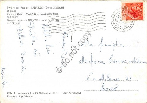 Cartolina - Postcard - Varazze Corso Matteotti e spiaggia 1954 … | Immagine Gallery 2