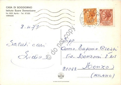 Cartolina - Postcard - Varazze Istituto Suore Domenicane 1977 | Immagine Gallery 2