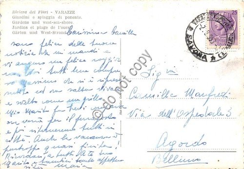 Cartolina - Postcard - Varazze spiaggia di ponente 1953 | Immagine Gallery 2