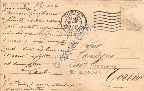 Cartolina - Postcard - Villastellone Chiesa della Madonna animata 1914