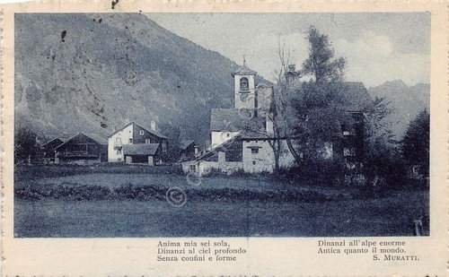 Cartolina - Postcard - Vista chiesa montagna - Poesia Muratti …