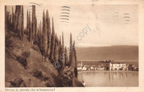 Cartolina - Postcard - Vista lago e paese - Poesia …