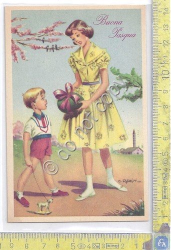 Cartolina - Postcard -Buona Pasqua - Mamma con bambino - … | Immagine principale