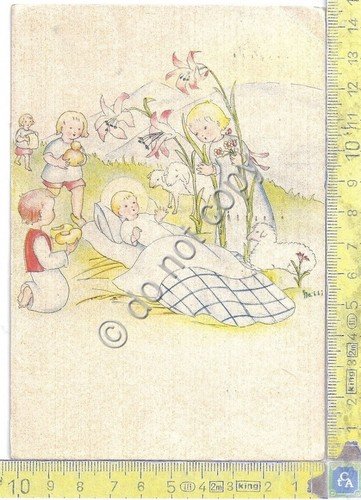 Cartolina - Postcard -Illustrata - Angelo e bimbi - natività …