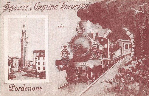 Cartolina - Postcard- Illustrata - Pordenone - Treno - Collezionismo …