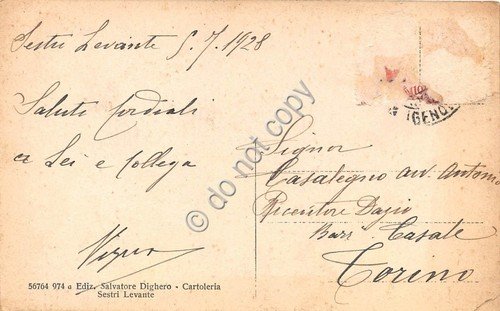 Cartolina - Postcard- Sestri Levante Viale 20 Settembre Grand Hotel …