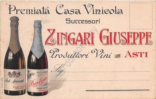 Cartolina - Pubblicitaria - Asti - Vini - Zingari Giuseppe