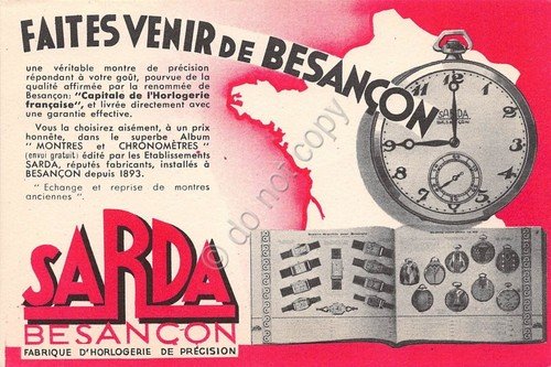 Cartolina - Pubblicitaria - Fabbrica Orologi - Sarda - Besancon … | Immagine principale