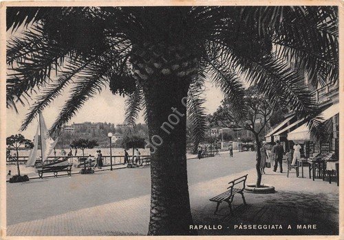 Cartolina - Rapallo - Passeggiata a mare - 1941