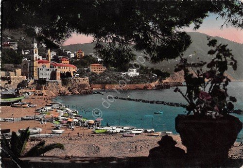 Cartolina - Recco - Spiaggia - 1954 (Genova) | Immagine principale